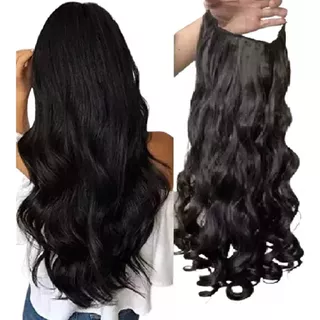 Aplique Cabelo Orgânico Fio Invisìvel Tiara Ondulado 60cm 