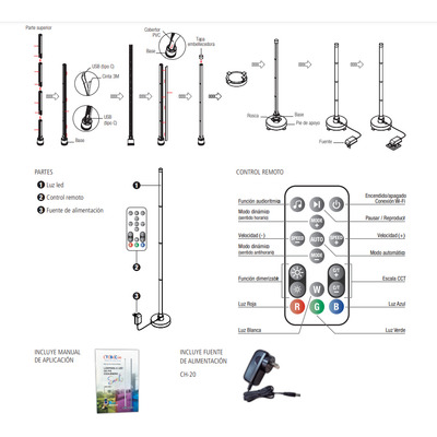 Lampara Velador De Pie Led Smart Ldp20-rgb-t Esquinero Tbcin