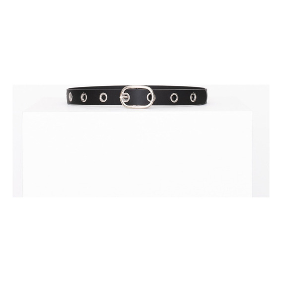 Cinturón Desiderata Color Negro Con Ojalillos Para Mujer Diseño de la tela Liso Talle 02