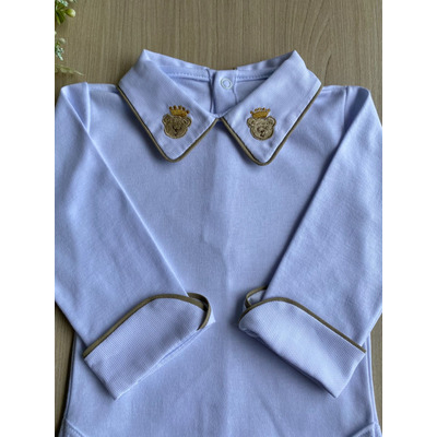 Body Camisa De Bebê 100% Algodão Com Bordado Urso Principe