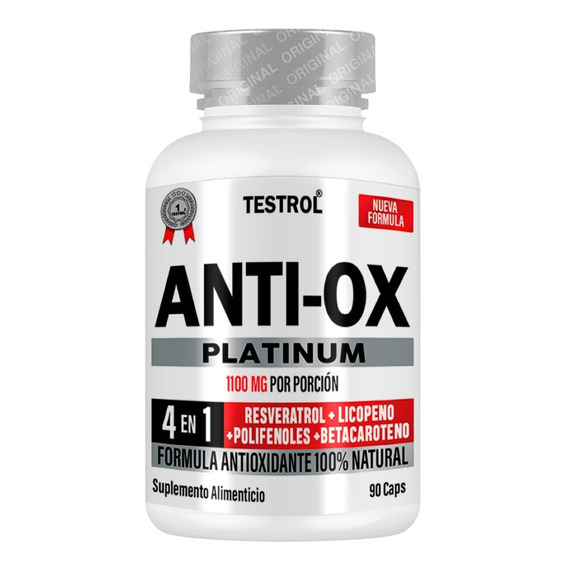 Anti-ox Platinum | 90 Caps | Alto Antioxidante Natural | Sin sabor. Testrol.