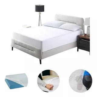 Forro Protector Plástico Antifluidos Para Cama Doble Color Blanco Diseño De La Tela Liso