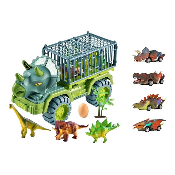 Juguete Dinosaurio Camión Grande +4 Dino Go Kart +accesorios