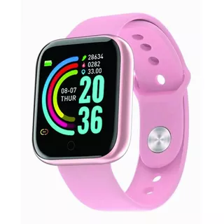 Smartwatch Bluetooth Reloj Inteligente Deportivo Y68 Color De La Caja Blanco Color De La Malla Rosa Claro