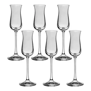 6 Taças De Cristal Para Grappa 50ml Forum Bohemia Titânio