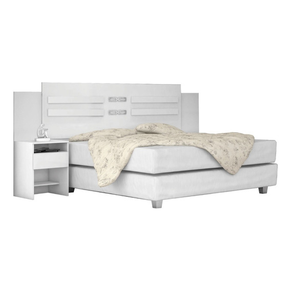 Respaldo 2 Plazas Sommier Colchon Triunfo Dormitorio Color Blanco