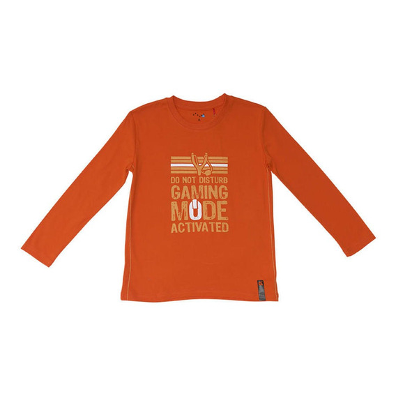 Polera Ml Algodón Verano Niño Naranja