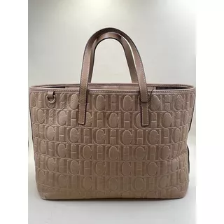 Bolsa Tote Carolina Herrera Embossed Beige