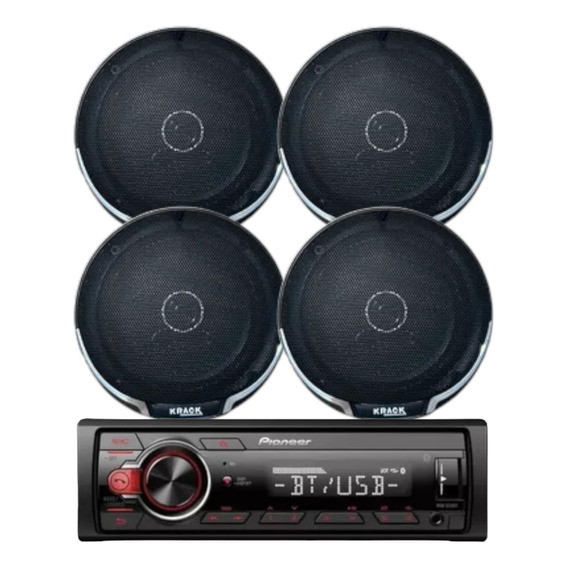 Estereo Pioneer 1 Din + 2 Pares De Bocinas Krack   