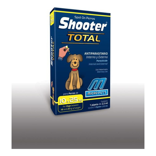 Pipeta Antipulgas Shooter Total Interna Externa Perro 10a25k