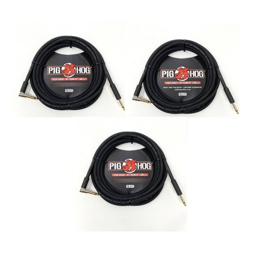 Cable Plug de 1 Plug plug a 1 Plug plug Pig Hog Ph186r negro de 5.64m - Pack de 3 unidades