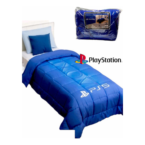 Acolchado Playstation Linea Oficial 1 Plaza 1/2 Premium Ps5 Color Playstation Azul