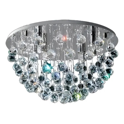 Plafon 1/2 Esfera Chico 4044/6 6luces G9 40cm Diametro Caireles Y Base Cromada