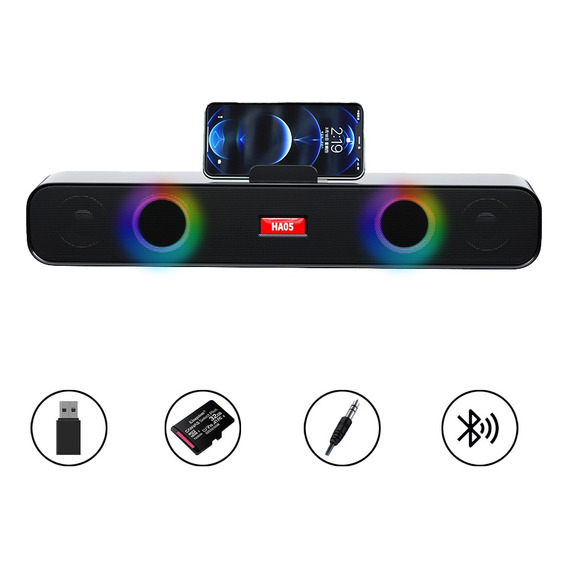 Barra De Sonido Para Pc Tv Bocinas Inalámbrica Bluetooth Rgb