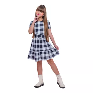 Vestido Infantil Xadrez + Cinto Menina Festa Junina Country
