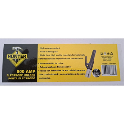 Pinza Porta Electrodo 500 Amp - Portaelectrodo - Hunter 