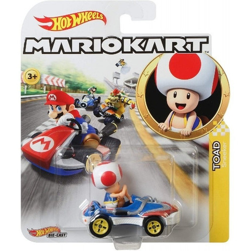 Mario Kart Hot Wheels Mix 5 2022 Vehicle - Luigi Mach 8 Color Toad