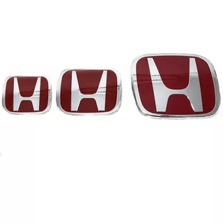 Honda Civic Emblema H Delantero + Trasero + Volante  06-16  Kit X3 H  Logos Rojos Typer Type-r Si Exs Lxs