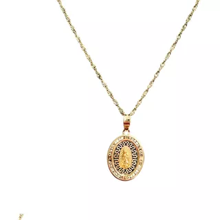 Medalla Virgen De Guadalupe Con Cadena 45cm De Oro 10k 