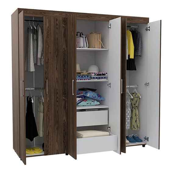 Closet Decohome Amatista 6 Puertas+2 Cajones-coñac Y Blanco Color Marrón