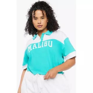 Chomba Forever 21 Plus Size Malibu Graphic Cropped Poloshirt