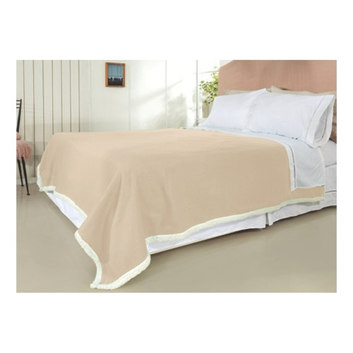 Frazada Polar Sherpa Premium 2 Plazas Doral Color Beige