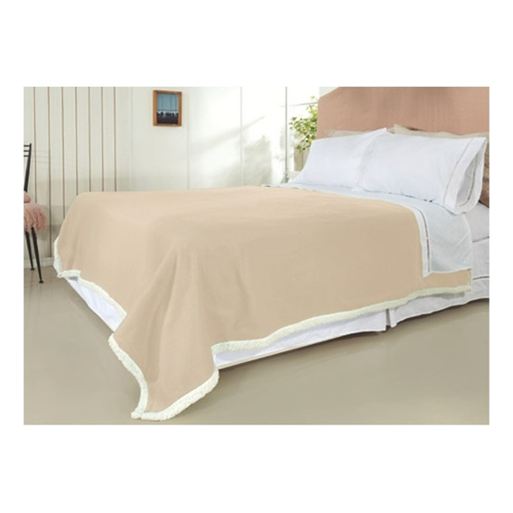 Frazada Polar Sherpa Premium 2 Plazas Doral Color Beige