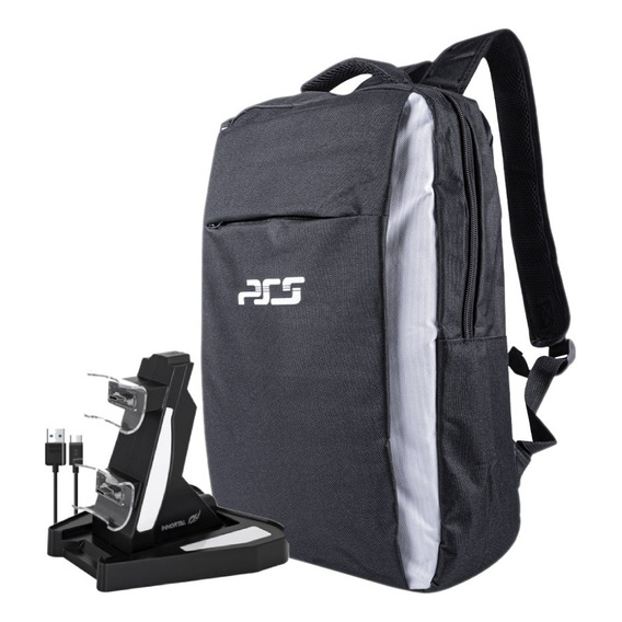 Kit Playstation5 Con Mochila Y Cargador Dual 2 Controles Ps5