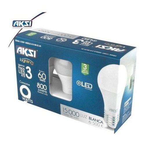 Foco Led Luz Blanca 9w Aksi Pack 3pzs