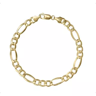 Pulsera Figaro Esclava Oro 10k Italiano 21cm - 7mm + Estuche