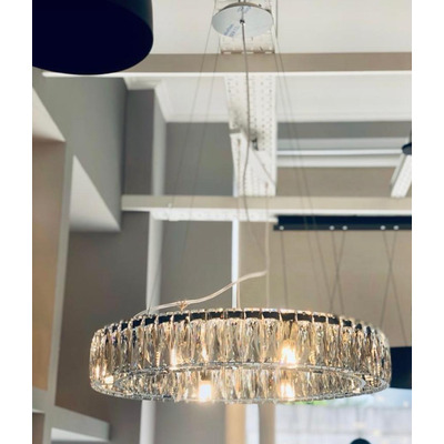 Colgante Aro Cristal Ring Ice 60cm Tensores Al Techo Pal Cromo