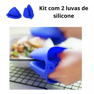 Anti Queimadura Luva Silicone Forma Panela Airfryer Até 230º Cor Azul