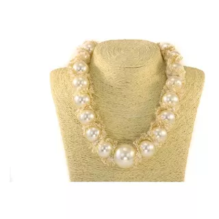 Collar Corto Perlones Con Cintas Importados Exclusivos