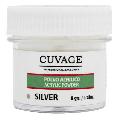 Cuvage Polvo Acrílico Polímero Pigmentado Color Uñas X1 Color Silver 8grs