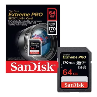 Memoriasd 64gb Sandisk Extreme Pro Uhs-i Sdxc 4k V30 170mb/s