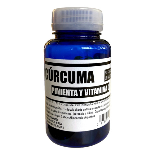 Curcuma + Pimienta Negra + Vitamina C X 50 Capsulas
