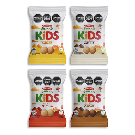 Smookies Kids Orgánicas 40 Unidades 40gr Mix. Sabores