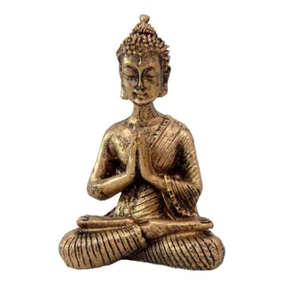 Buda Hindú En Miniatura Rezando, Meditando, Chakras, Resina De Color Dorado