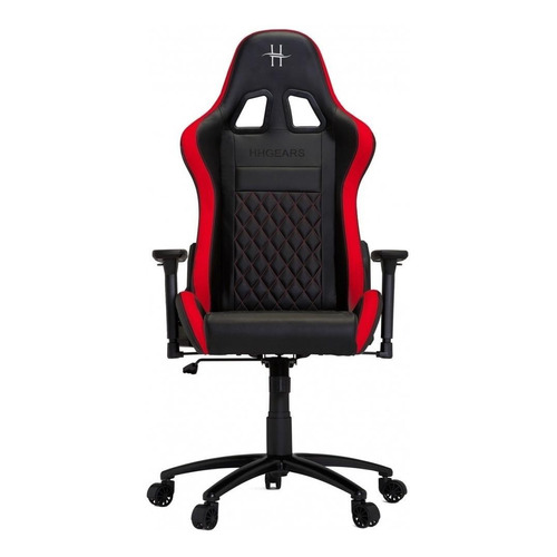 Silla de escritorio HH Gears XL-500 gamer ergonómica  negra y roja con tapizado de cuero sintético