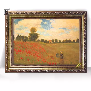 Quadro Moldura Dourada Campo De Papoulas Claude Monet Monet