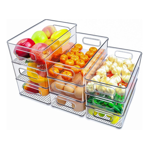 Organizador Refrigerador Cocina Set 9 Contenedores Con Tapa