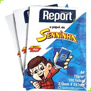 Papel Sulfite Senninha 3 Pacotes 100 Folhas A4 75g Report Cor Branco