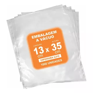 Embalagem Sacos A Vácuo 13x35 Espessura 0,10 C/1000 Unidades