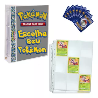 Fichário Álbum Pasta Cards Pokemon + 20 Folhas + Brinde