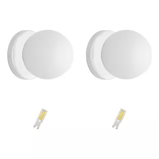 Kit 2 Arandela Slim Globo 10 Jabuticaba Branco Fosco C/ Led