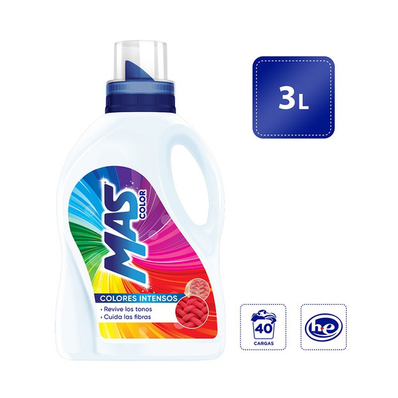 Detergente Líquido Mas Color, Colores Intensos 3l