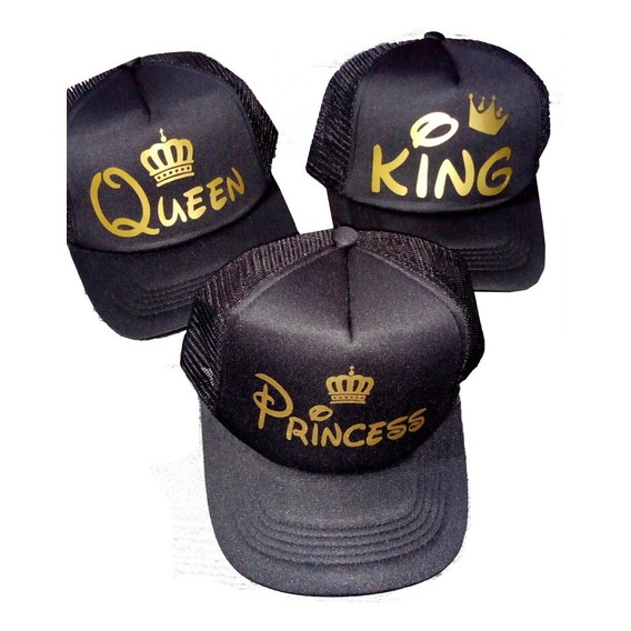 Gorras King Queen Princess Personalizadas Pack 3 Unidades 