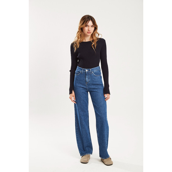 Jean Wide Leg Blue Medio Trento - Blue Medio - Koxis Mujer