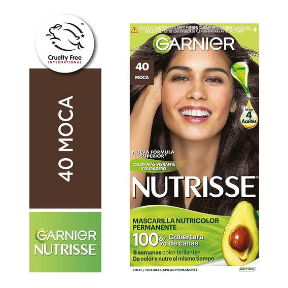 Kit De Coloración Permanente Garnier Nutrisse 4 Aceites Tono 40 Clasico