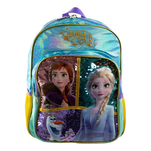 Mochila Escolar Primaria Disney Frozen 2 Color Morado/Aqua